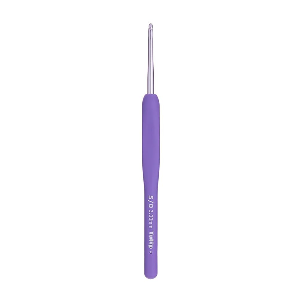 Tulip Etimo Murasaki Crochet Hook - Softgrip Ergonomic Aluminium Hook, Lightweight and Smooth Tip for All Yarn Types, Purple Handle, 3.00mm - 1 Piece