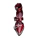 Migpuel Western Sandals for Women Chunky Wedge Heels Pointed Toe Pumps Ankle Strap Metal Buckle Strappy Heels Comfortable Fashion Casual Dress Shoes Burgundy,5.5