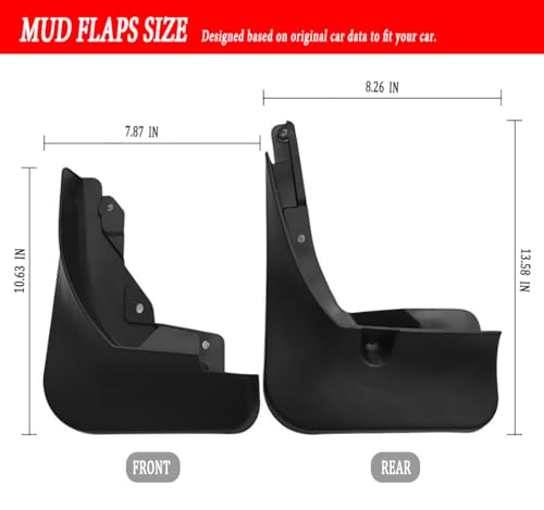 Image of Mud Flaps Mud Guards Fit for 2019-2021 HAVAL F7 / F7X, Front & Rear Mud Splash Guards Accessories - 4 Pc, Black