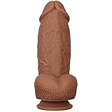 Double Layer Realistic Dildo 2.5 Inch Diameter Silicone Material No Any Smell Huge Penis Big Dick Large Cock Dong Strong Suction Cup 2 Balls G-spot Adult Sex Toys (8.3 Inch)