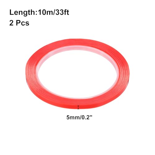 Image of MECCANIXITY 2Pcs 5mm x 10m Phone Repair Adhesive Tape LCD Screen Repair Sticker Double Sided for Cell Phone Tablet Laptop Clear Red