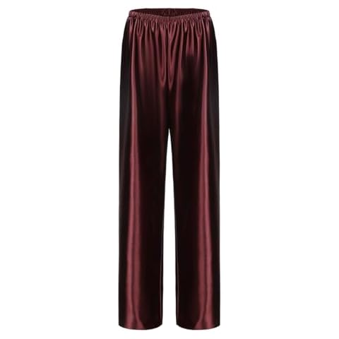 Dark Brown Satin Wide Leg Pants by XIBAOBAO Cover