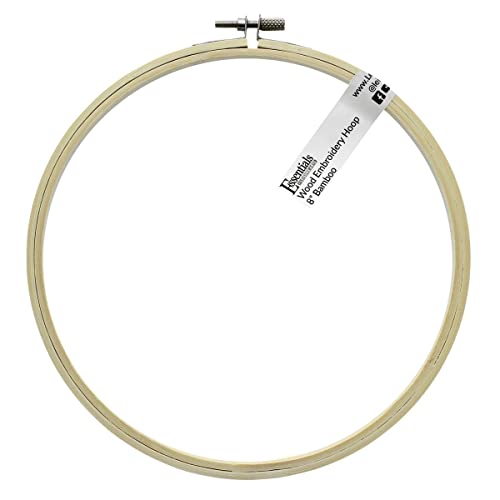 Image of Essentials by Leisure Arts 8 Inch Bamboo Embroidery Hoop with Adjustable Tension Screw, Smooth Lightweight Hoop for Cross Stitch, Needlepoint, Quilting and Sewing