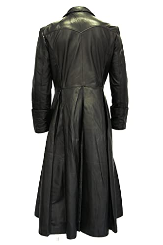 Men's Long Length Black Double Breasted Trench Coat Men - Full Length Winter Overcoat for Men4