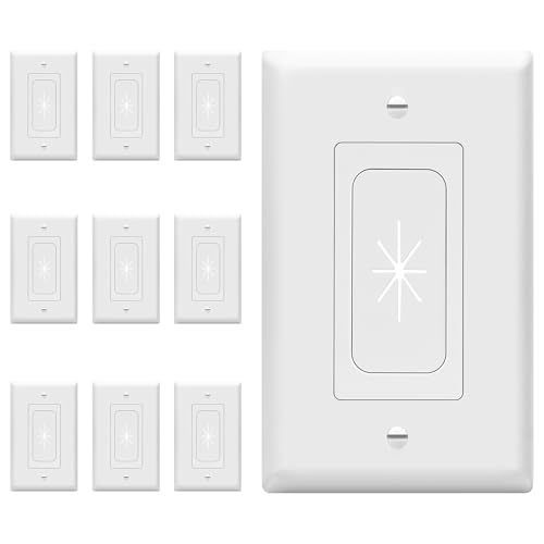 TOPGREENER 1-Gang Flexible Rubber Cable Pass-Through Wall Plate, 10-Pack