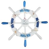 Decorazione a forma di timone da parete oceanica: questo ciondolo a forma di timone a tema marino può essere appeso facilmente a una parete o a una porta per decorare, ornamenti nautici