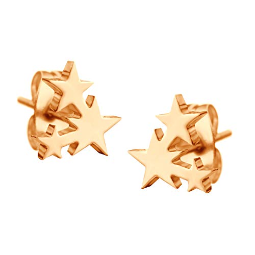 Pendientes pequeños de triple estrella de 555Jewelry para mujer y niña