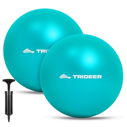 Image of Trideer 9-Inch Pilates Ball, Small Exercise Ball for Yoga, Core Training, Physical Therapy, Balance, Stability and Stretching Pilates Equipment with Inflation Straw (Turquoise)