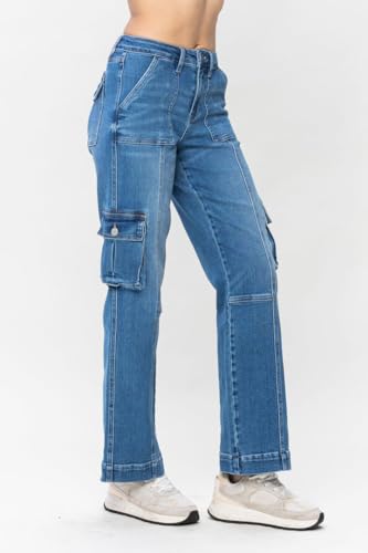 Judy Blue High Waist Wide Leg Denim Cargo Jeans 887244