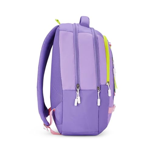 Image of uppercase Luna School Bag for Kids | Purple backpack with Well padded Shoulder Strap and Back | 500 Days Warranty