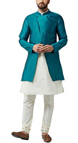 Image of SOJANYA (Since 1958 Men's Silk Blend Kurta Churidaar Pyjama & Jacket Combo
