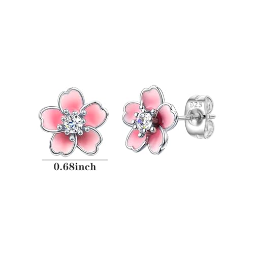 NEWITIN 3 Pairs Flower Earrings for Women Hypoallergenic Earring Cute Ear Studs Cherry Blossom Daisy Rose Flower Stud Earrings for Women2
