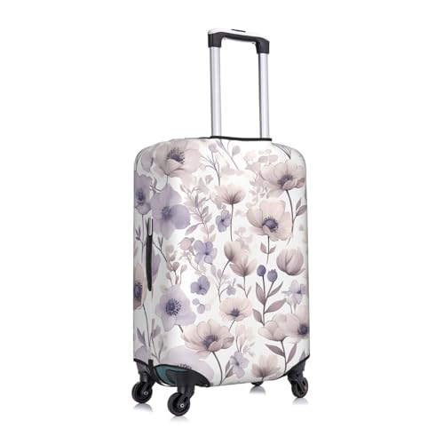 Watercolor Poppy Flowers Elastic Travel Luggage Cover, Washable Spandex Suitcase Protector, Anti-Scratch Fits 18-32 Inch3