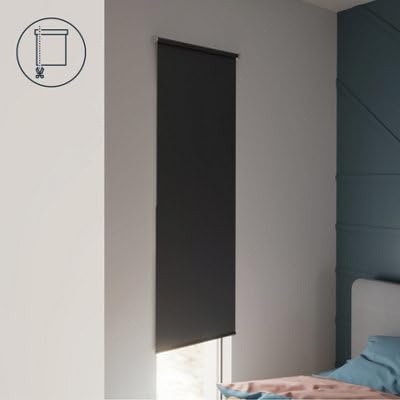 GoodHome Store Enrouleur occultant sans perçage Boreas 2 Noir 75 x 240 cm