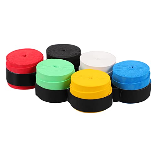 BESTonZON 6Pcs Badminton Overgrips Slip Racket Sweatband Grip Tape Durable PU Material Comfortable and Breathable for Tennis and Badminton Players Design