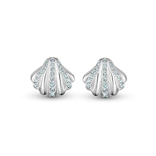 Swarovski Pendientes de botón Shell Pearl, turquesa, baño de rodio (Amazon Exclusivos )