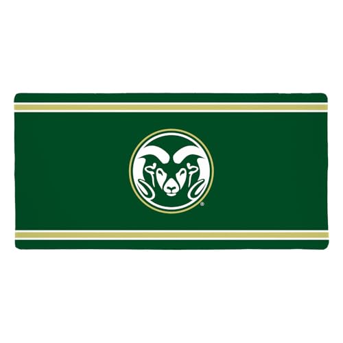 Colorado State University Rams Primary Logo Stripes Large Gaming Mouse Pad Desk Mat with Stitched Edges, Non-Slip Base for Gamer, Home and Office, 31.5 x 15.7