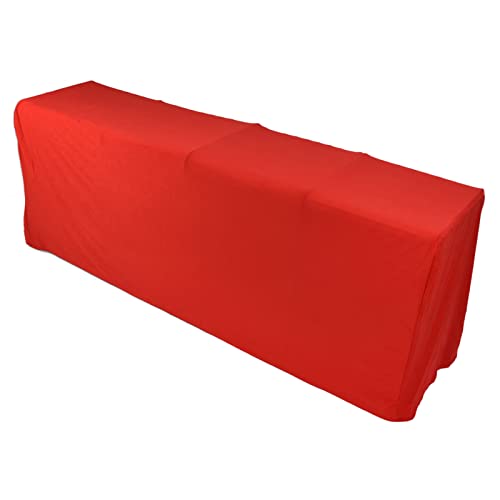 Housse de table en élasthanne extensible rouge rectangulaire lavable - 8