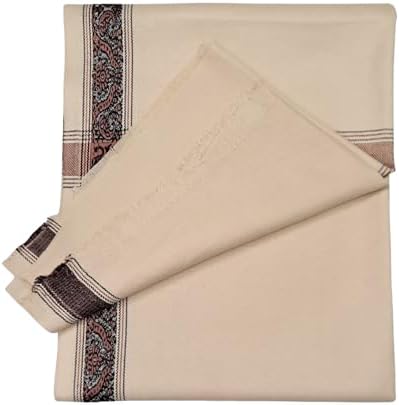 Arvore Bunkaar Plain Woollen Men's Dhariwal Indian Lohi/Shawl with Kullu Border [45" X 90"]