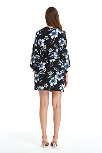 Matchable Couple Hawaiian Luau Shirt or Kimono in Midnight Bloom3