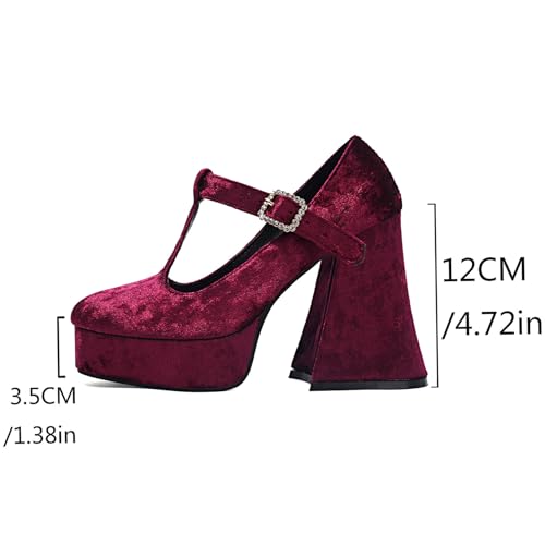 Image of KOKOMOMO Womens Lace Flower Heels Goth Platform Shoes Chunky High Heel Mary Janes Gothic Shoe