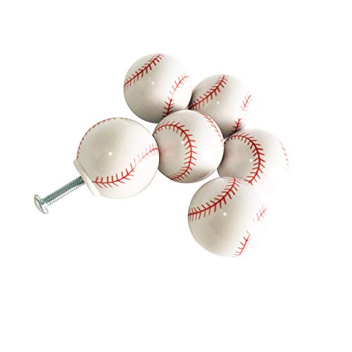 Zilucky Baseball Drawer Knobs Ball Sports Party Theme Children And Baby Home Decor Drawer Pulls Handles For Dresser Cupboard Wardrobe Cabinet Kitchen Knobs Pack Of 6 (Baseball) #TOP4