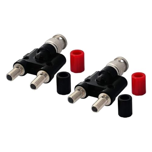 Image of BNC Kits 4 Type BNC Male Female to 2X 4mm Dual Banana Female Male Socket Binding Post RF Coax Coaxial Splitter Connector BNC Banana Adapter (Black 2 Set)