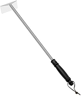 POLIGO Charcoal Grill Ash Rake Hoe for Fireplace Wood Stove Pizza Oven, Stainless Steel BBQ Cleaner Poker Scraper, Elongated Cleaning Tool Accessories for Smoker, Ceramic, Kamado, Vision Grills