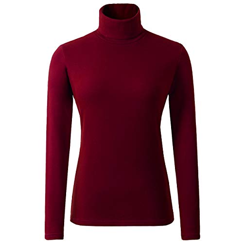 Image of Women's Soft Cotton Turtleneck Top Basic Pullover Sweater