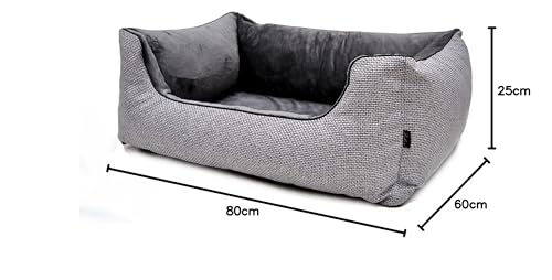 Lebon - Hundebett Louis Plus - 3 Größen - 80cm, 100cm und 120cm - Orthopädisch - Hochwertig und Made in EU - 3 Farben - 3 Größen - Kuschlweich - Hoher Rand - Waschbar - Bester Liegekomfort…