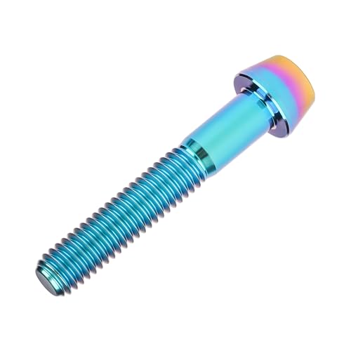 Image of Titanium Ti Bolt M5x9 16 18 20 25 30 35 40 45 50 55 60mm Tapered Head Screws Pack of 4 (M5x35mm, Iridescent Blue)