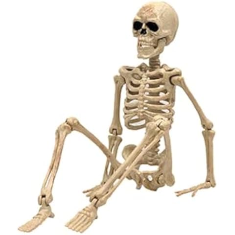 e crafty 2 Pcs 16" Halloween Skeleton Decorations, Full Body Realistic Faux Human Skeletons Posable Joints Halloween Skeletons for Haunted House Props Décor Cover