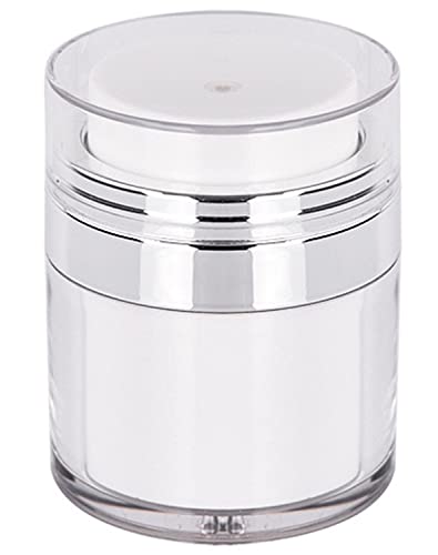 15/30/50/100ML Airless Pump Bottle Moisturiser Container, Refillable Cosmetic Face Cream Container Dispenser, Lotions and Creams Leak Proof Travel Vacuum Pump Jars for Women and Men White 100ML