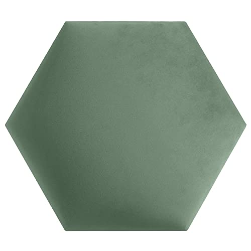 softwalls Wandkissen Hexagon Stoff mit 50mm Polsterung - Bett Kopfteil Wandpolster - Wandverkleidung - Wandpaneele | 40 x 34.5 Mintgrün