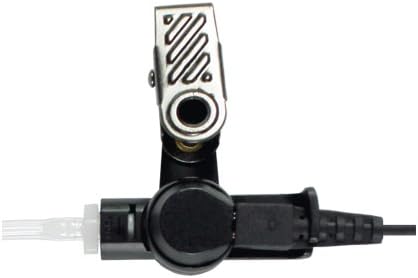 The hand-held microphone and Push-to-Talk (PTT) unit with an integrated clip, designed for attachment to clothing.