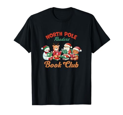 North Pole Readers Book Club Reading Book Christmas T-Shirt