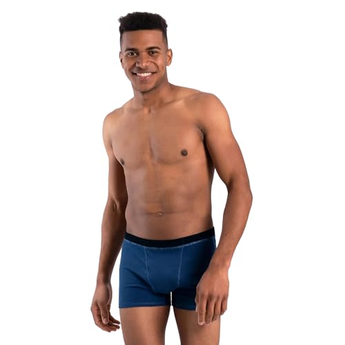 ayaecofashion Organic Pima Cotton Boxer Briefs for Men - Made in Peru Natural Blue M