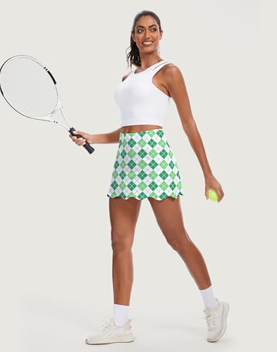 Image of M MOTEEPI 14 inch Scalloped Hem Skorts for Women with Pockets High Waisted Tennis Golf Athletic Skirt with Shorts 2026