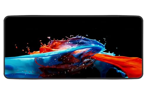 Image of Large Extended Long 700 x 300 mm Mouse Pad for Keyboard & Mouse | Water Resistant Anti Slip Surface Ideal for Office Home and Gaming Setup (Paint Liquid Splash -8)
