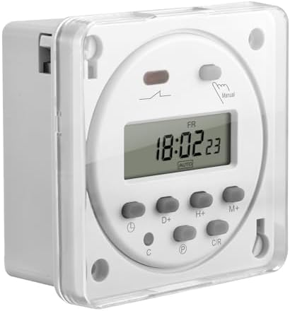 Heschen CN101A 12V DC 16A Digital LCD Display Timer Switch with Waterproof Cover White