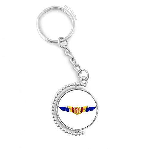 Porte-clés Andorre bague rotative anneau métal multicolore 9cm