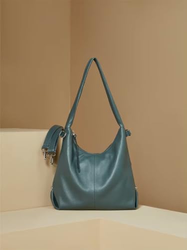 Image of Genuine Leather Hobo Handbag, Sadle Handle Shoulder Bag for Women, Trendy Designer Hobo Tote Handbag,