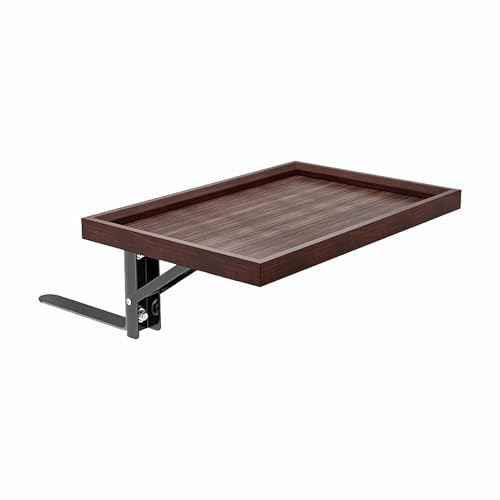 Mesita de noche para cama, bandeja de bambú con clip para laptop, libros y bebidas, almacenamiento flotante para espacios pequeños, dormitorio (22 x 33 cm)