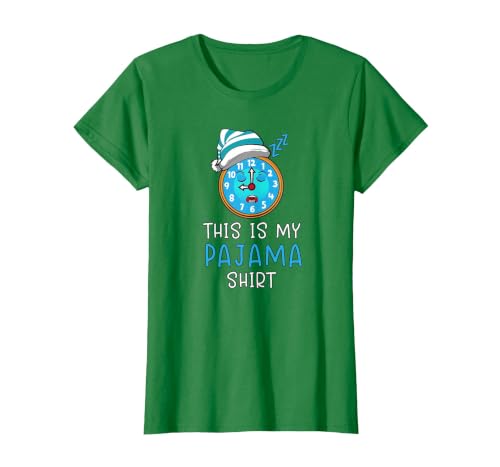 This is My Pajama Shirt Funny Bedtime Clock Slumber Party T-Shirt, Women, Kelly Green, X-Large