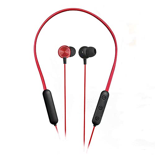 ラスタバナナ iPhone スマホ Bluetooth 5.0 ネックバンド型 ワイヤレス ステレオ イヤホン マイク ブルートゥース スイッチ付き 通話可能 ハンズフリー レッド RBTESMS03RD
