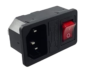 Connecteur C-14 avec Interrupteur Rouge et Fusible 10 A/250 V (Occasion Comme Neuf)