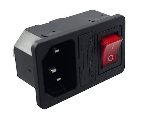 Connecteur C-14 avec interrupteur rouge et fusible 10 A/250 V