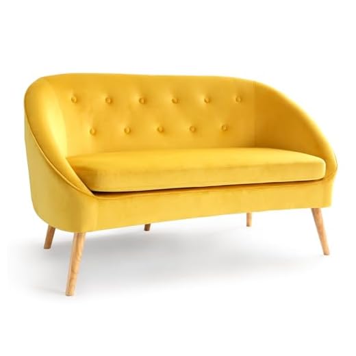 IDMarket - Canapé Banquette en Velours Sonia Jaune