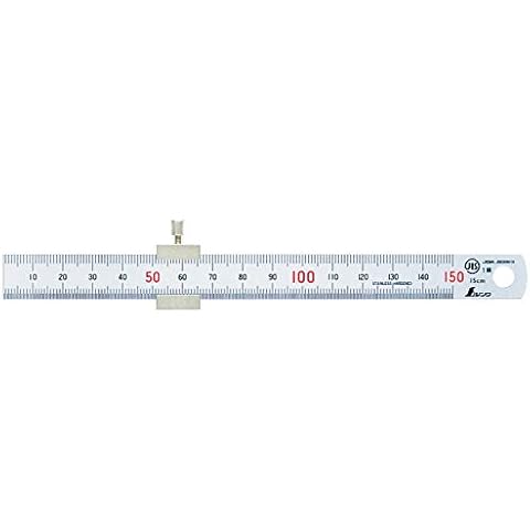 Shinwa Sokutei 76751 Straight Scale Silver with Stopper, 5.9 inches (15 cm) Cover