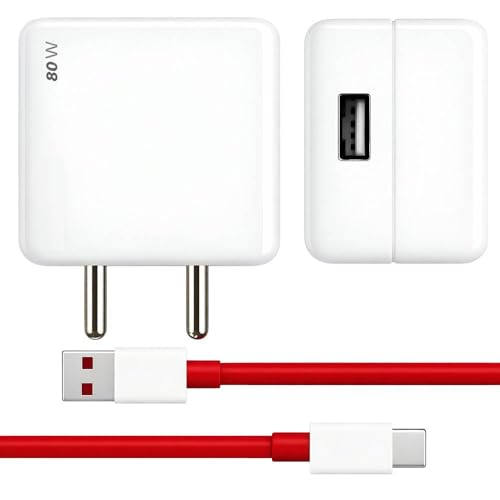 80W USB-A to Type-C Fast Charger & Cable Compatible with Oneplus/Oppo/Xiaomi/Realme/Samsung/Nothing/Poco/Motorola & Other Type C Devices